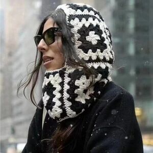 Granny square crochet hood